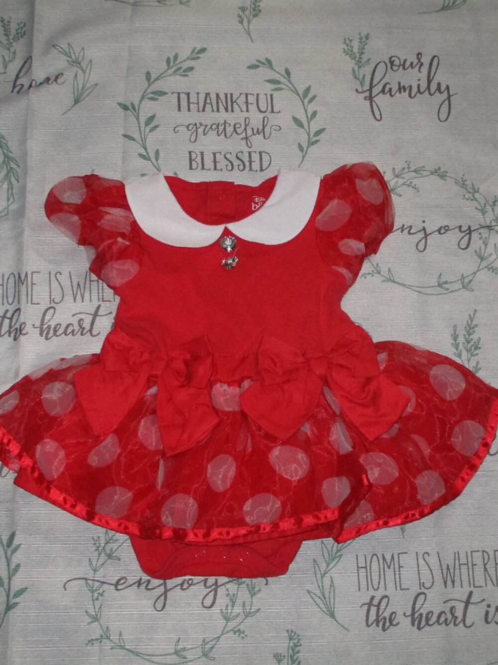 Disney Minnie Mouse Body Suit Costume 12-18 mos Dress Red